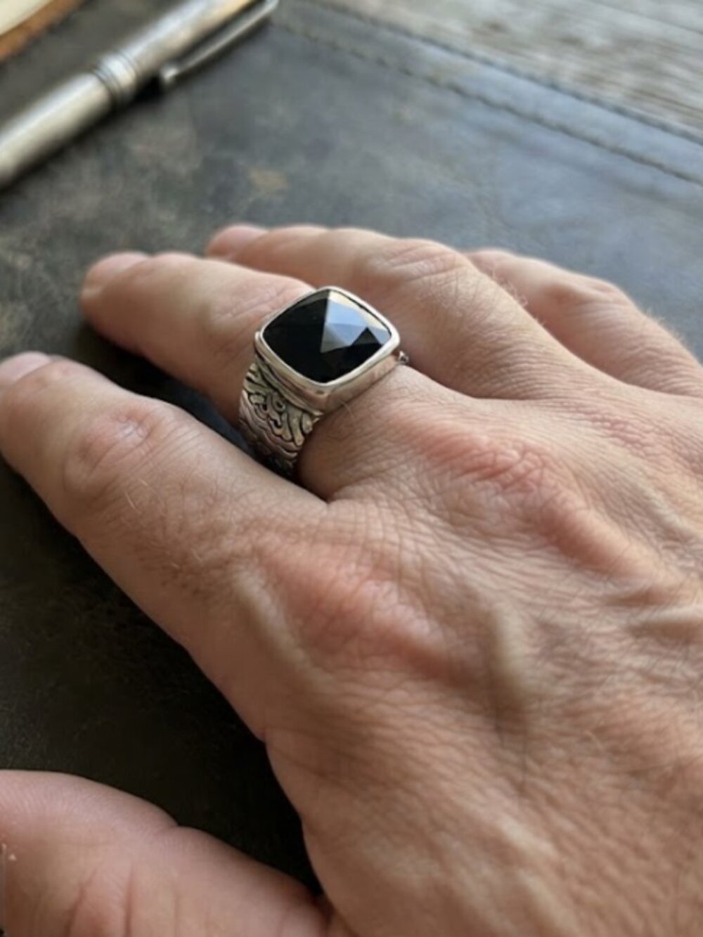 Vintage Black Onyx Sterling Silver Signet Ring, Unisex Statement Jewelry